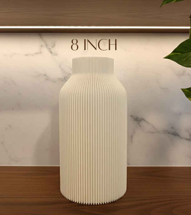 White Vase with Grooves