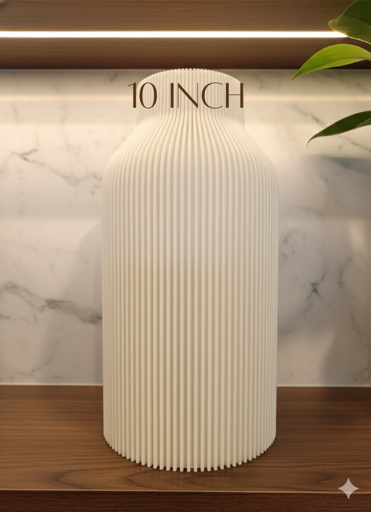 White Vase with Grooves