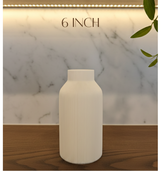 White Vase with Grooves