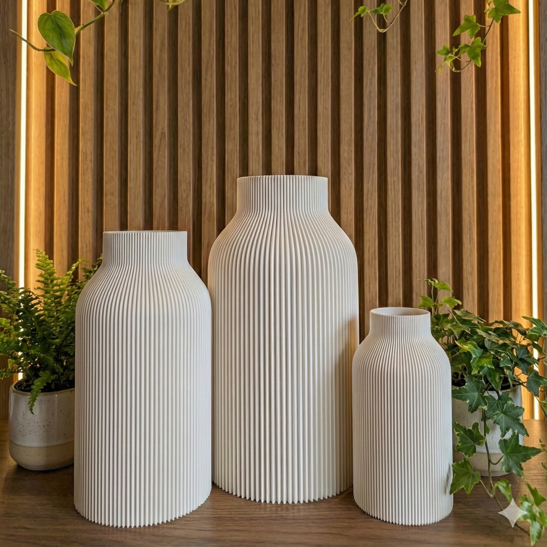 White Vase with Grooves